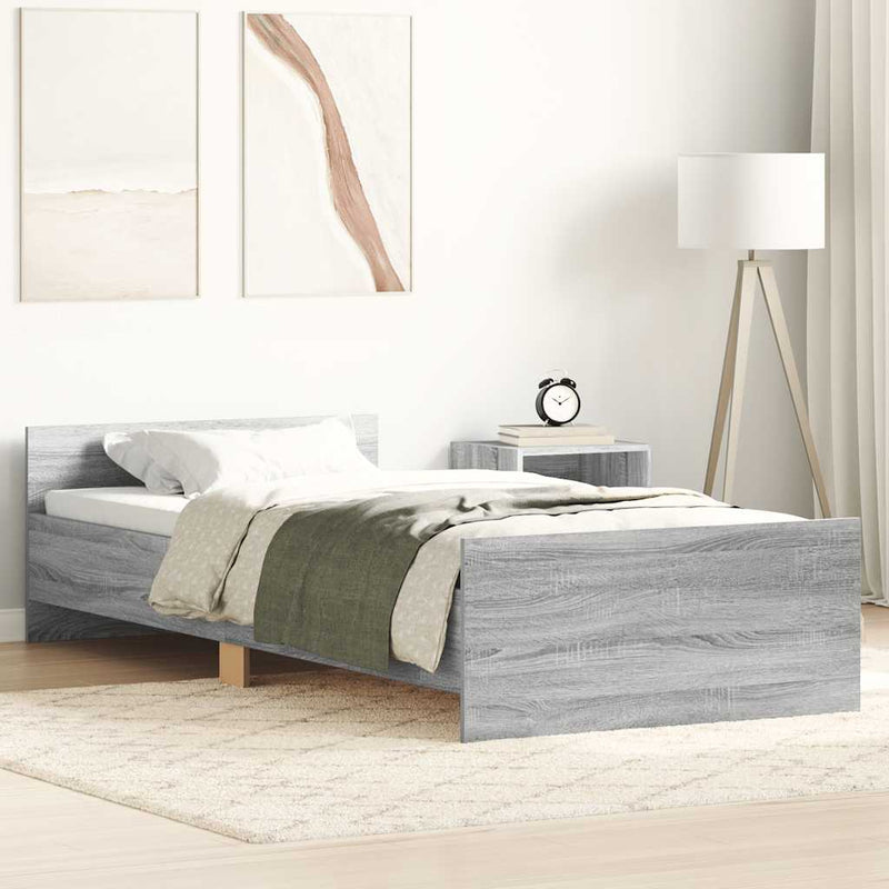 Cadru de pat mic single sonoma gri 75x190 cm lemn prelucrat