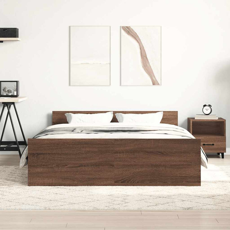 Cadru de pat cu tăblie la cap/picioare, stejar maro, 120x190 cm