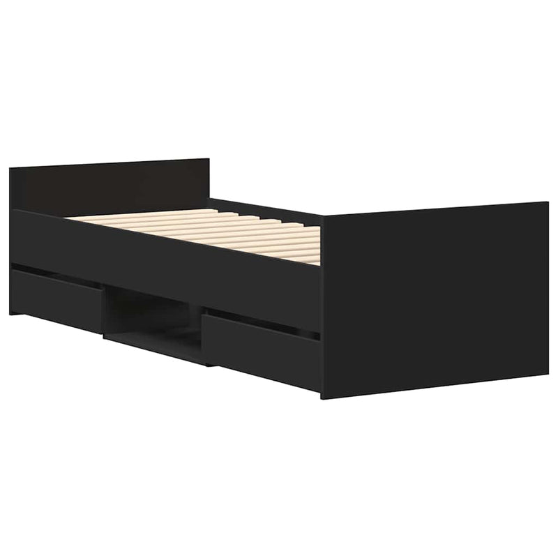 Cadru de pat cu tăblie de cap și picioare, negru, 100x200 cm
