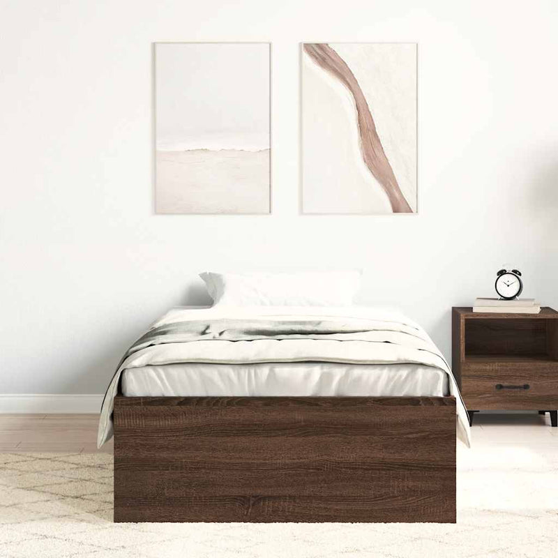 Cadru pat, stejar maro, 90 x 200 cm