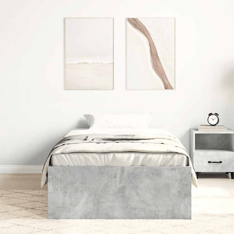 Cadru pat, gri beton, 90x190 cm