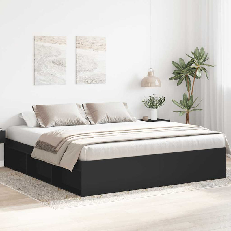 Cadru pat, negru, 180x200 cm, Super King Size