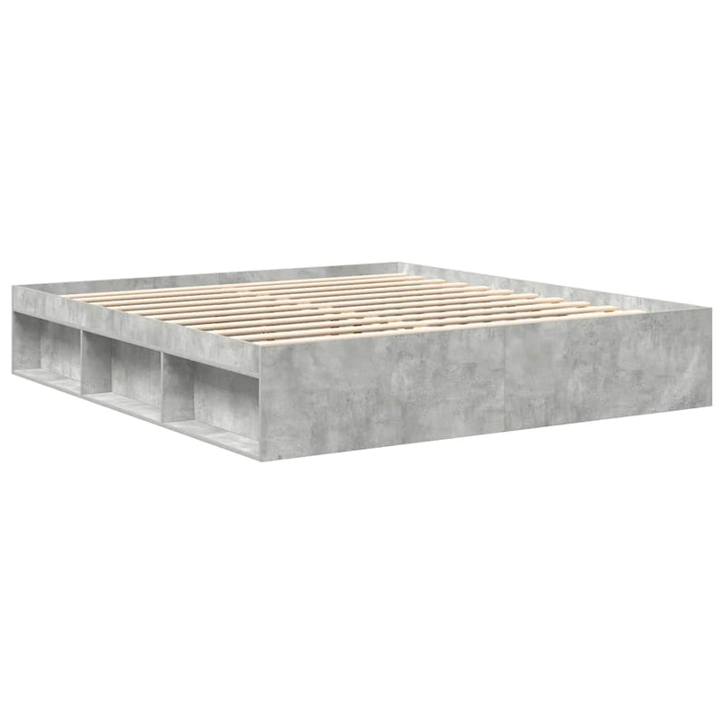 Cadru de pat, gri beton, 200x200 cm