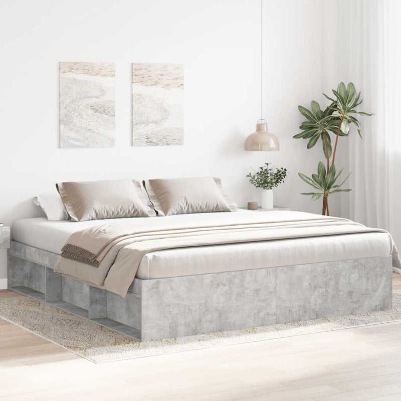 Cadru de pat, gri beton, 200x200 cm