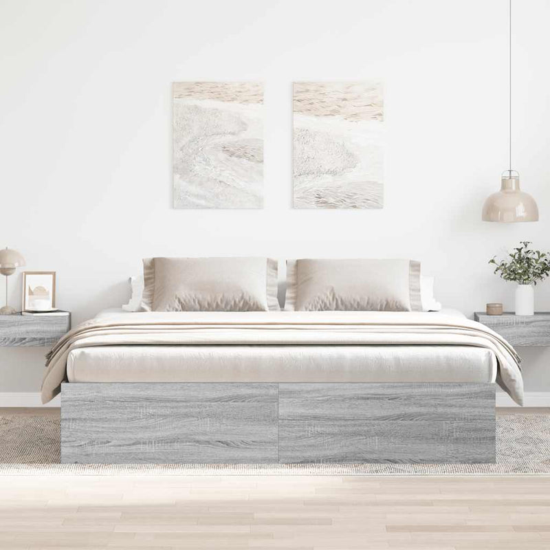 Cadru de pat, sonoma gri, 200x200 cm