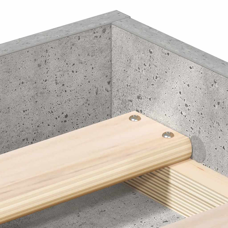 Cadru de pat, gri beton, 140x190 cm