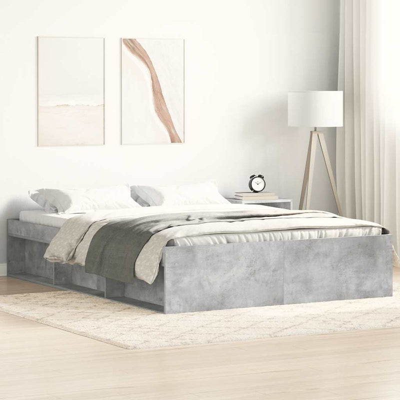 Cadru de pat, gri beton, 140x190 cm