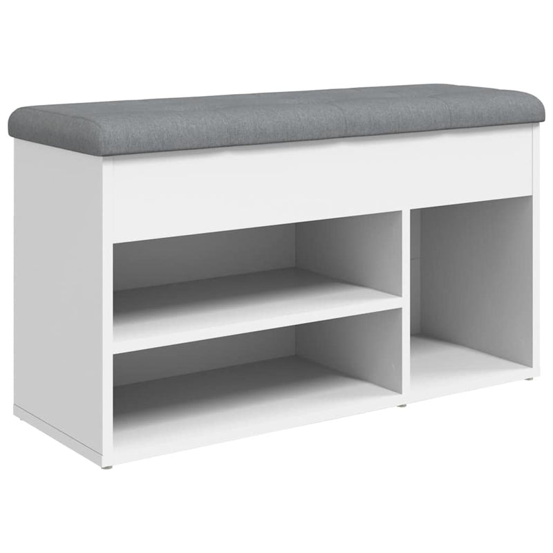 Bancă pentru pantofi, albă, 82x32x45,5 cm, lemn stratificat