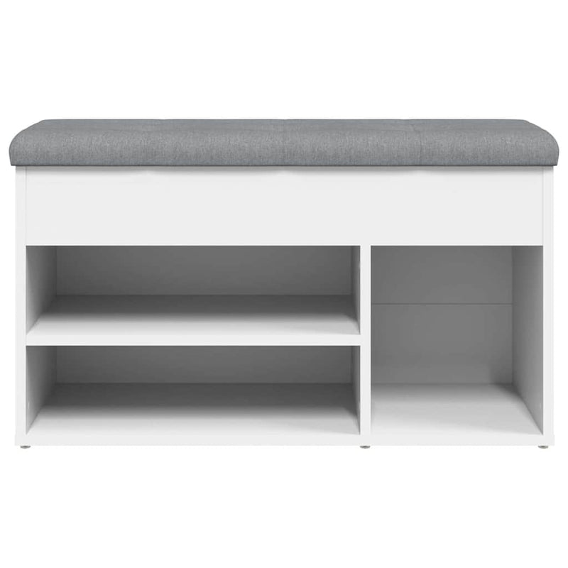 Bancă pentru pantofi, albă, 82x32x45,5 cm, lemn stratificat