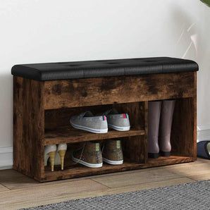 Bancă de pantofi, stejar fumuriu, 82x32x45,5 cm, lemn prelucrat