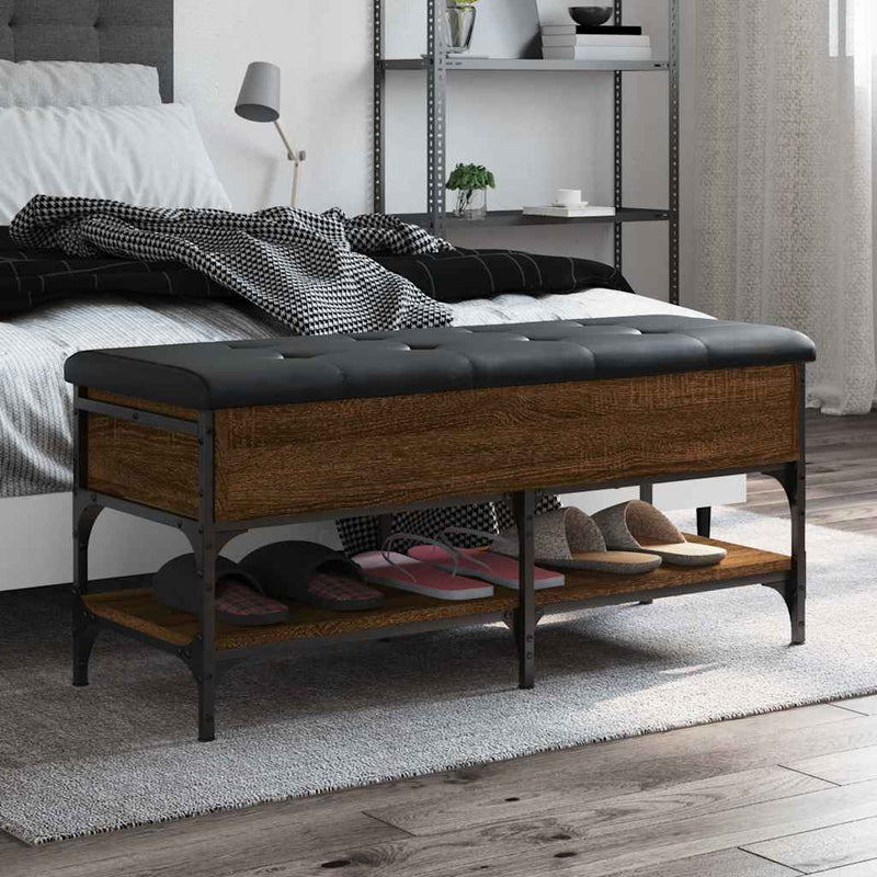 Bancă de pantofi, stejar maro, 102x42x45 cm, lemn prelucrat