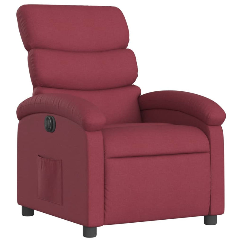 Fotoliu rabatabil electric, roșu vin, material textil