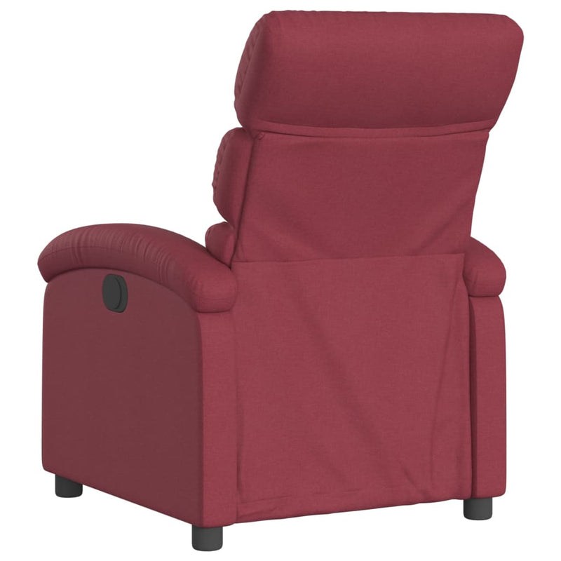 Fotoliu rabatabil electric, roșu vin, material textil