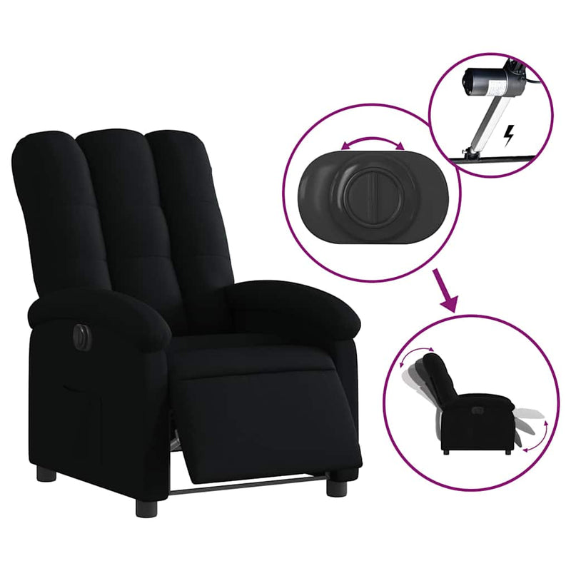 Fotoliu rabatabil electric, negru, material textil