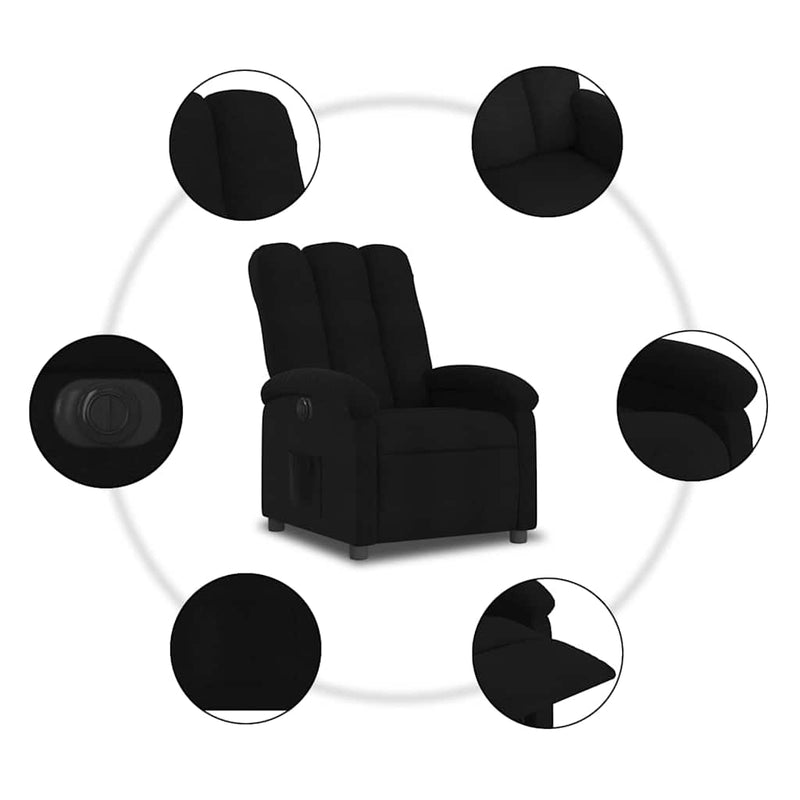 Fotoliu rabatabil electric, negru, material textil