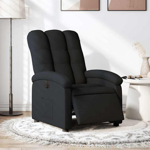 Fotoliu rabatabil electric, negru, material textil