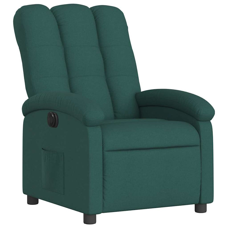 Fotoliu rabatabil electric, verde închis, material textil
