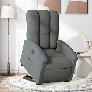 Fotoliu electric rabatabil cu ridicare, gri închis, textil