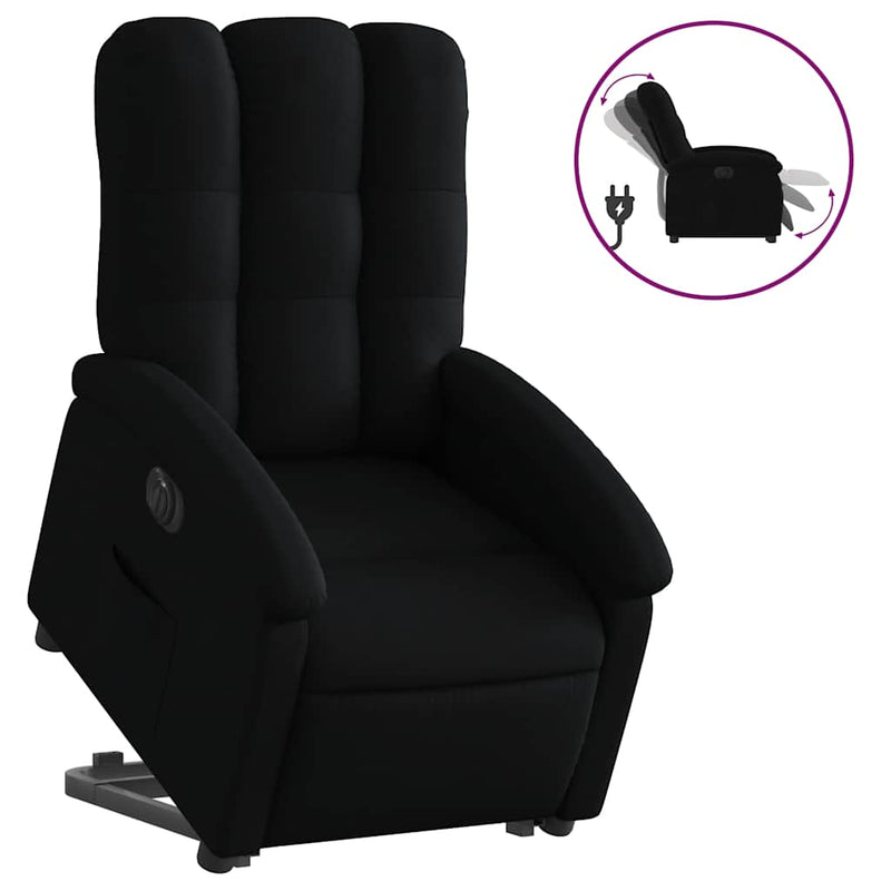 Fotoliu electric rabatabil cu ridicare, negru, textil