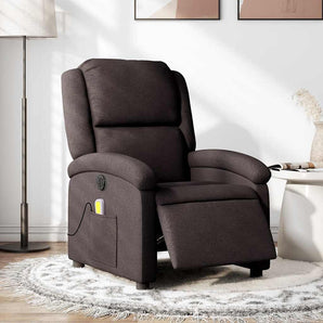 Fotoliu electric de masaj rabatabil, maro închis, textil