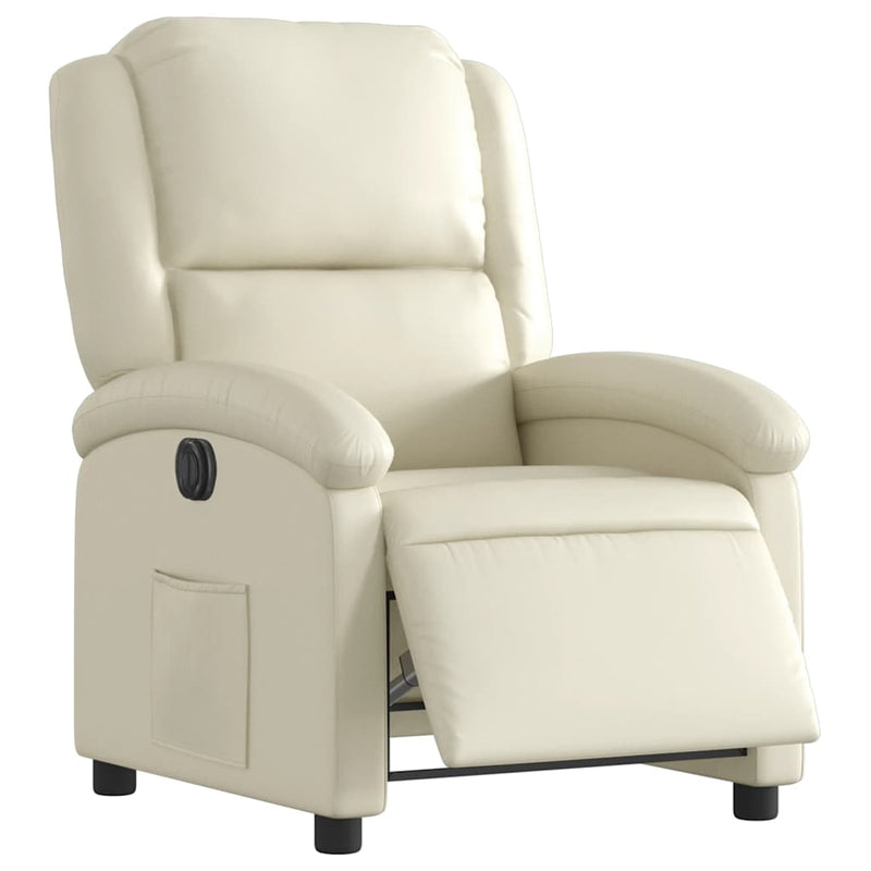 Fotoliu rabatabil electric, crem, piele ecologică