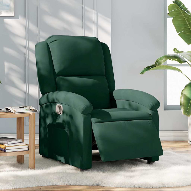 Fotoliu rabatabil electric, verde închis, catifea
