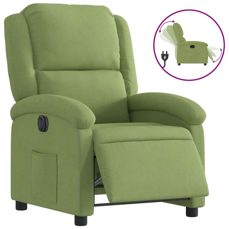 Fotoliu rabatabil electric, verde deschis, catifea