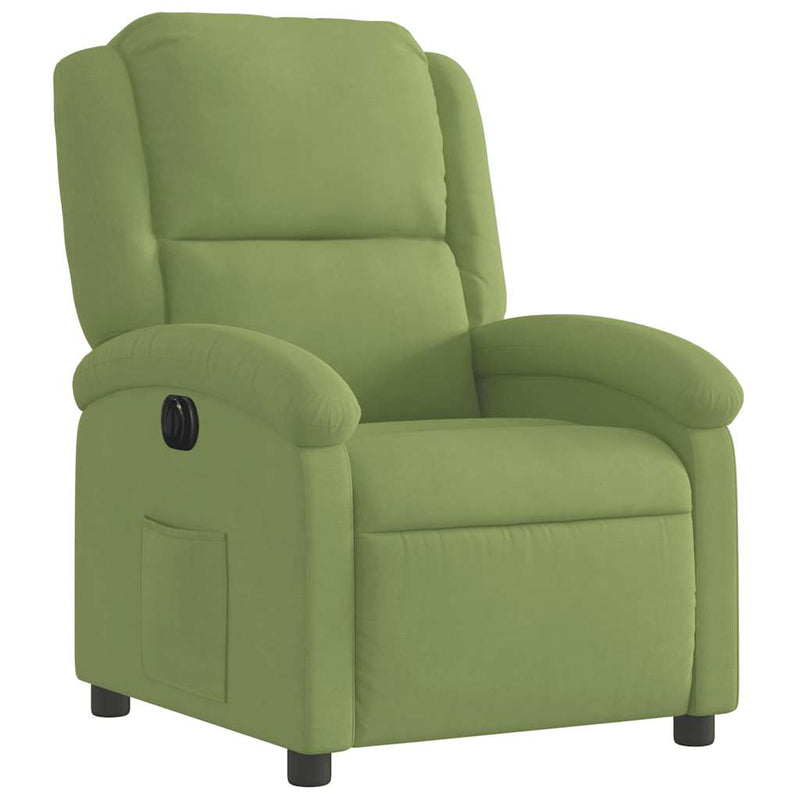 Fotoliu rabatabil electric, verde deschis, catifea