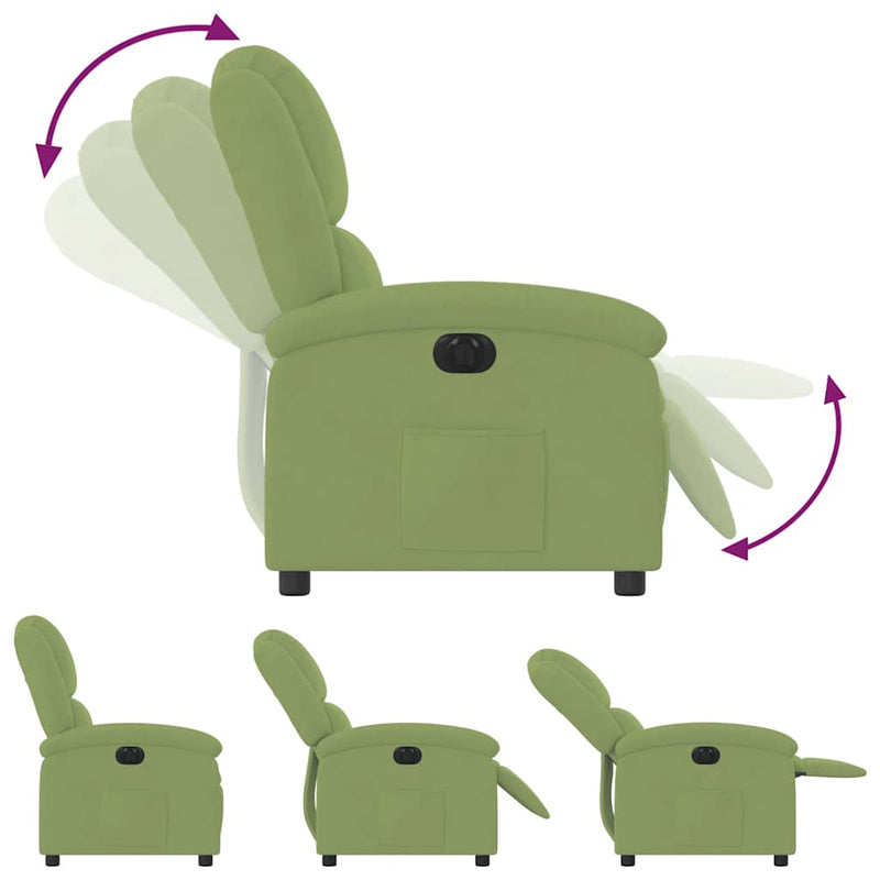 Fotoliu rabatabil electric, verde deschis, catifea