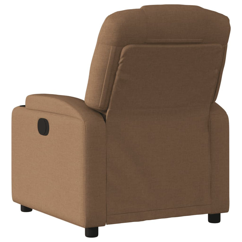 Fotoliu rabatabil electric, maro, material textil