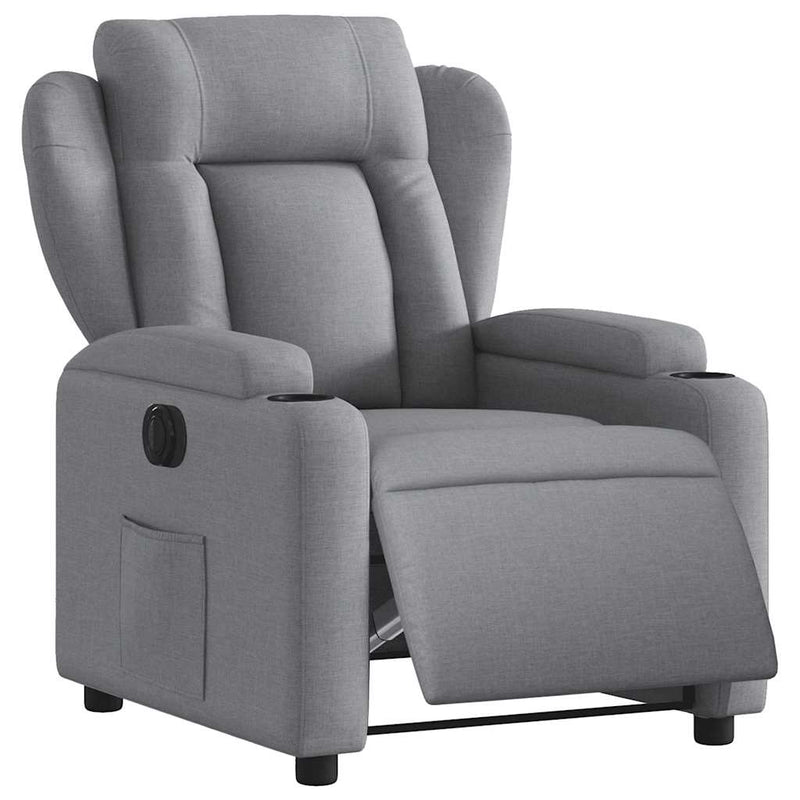 Fotoliu rabatabil electric, gri deschis, textil