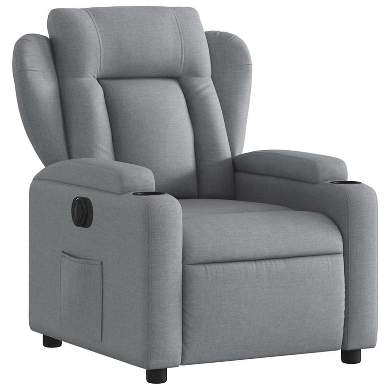 Fotoliu rabatabil electric, gri deschis, textil