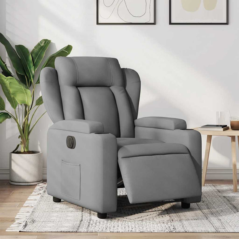Fotoliu rabatabil electric, gri deschis, textil