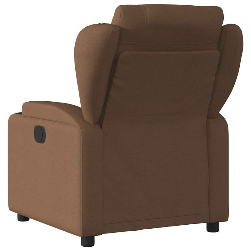 Fotoliu rabatabil electric, maro, material textil