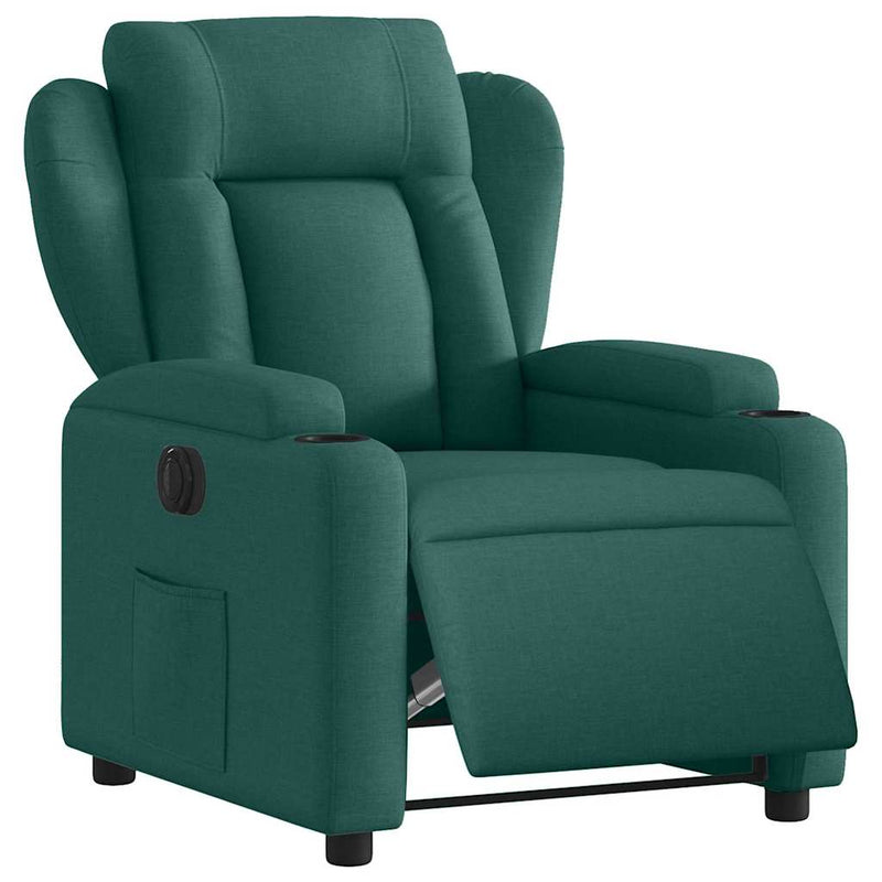 Fotoliu rabatabil electric, verde închis, material textil