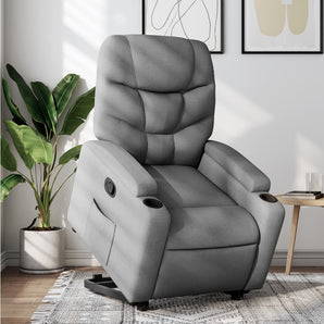 Fotoliu rabatabil cu ridicare, gri deschis, material textil