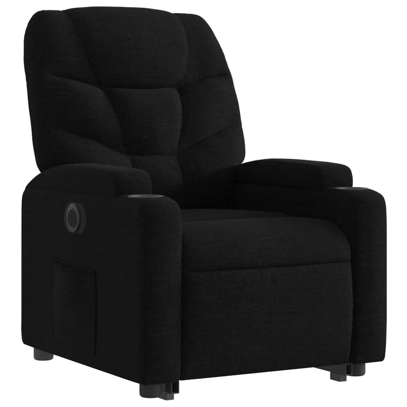 Fotoliu electric rabatabil cu ridicare, negru, textil