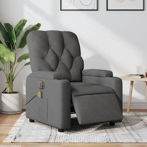 Fotoliu electric de masaj rabatabil, gri închis, textil