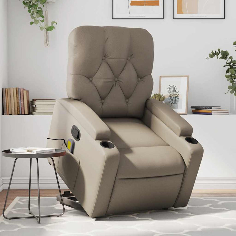 Fotoliu de masaj rabatabil vertical cappuccino piele ecologică
