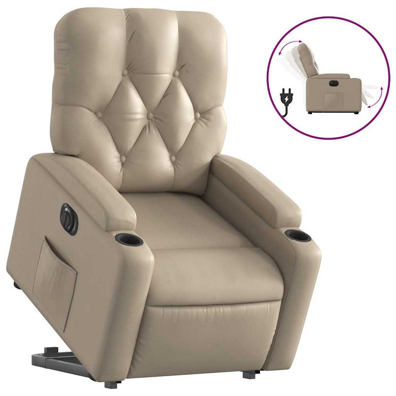 Fotoliu rabatabil electric cu ridicare, cappuccino