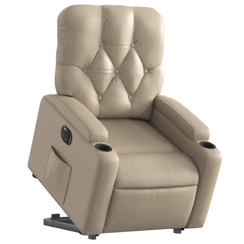 Fotoliu rabatabil electric cu ridicare, cappuccino