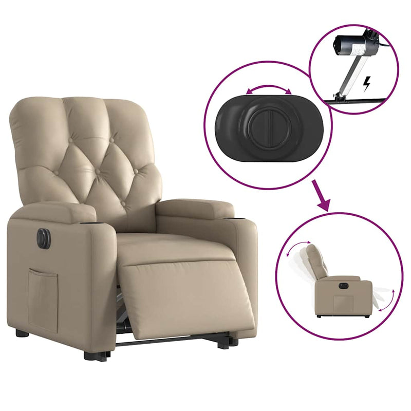 Fotoliu rabatabil electric cu ridicare, cappuccino