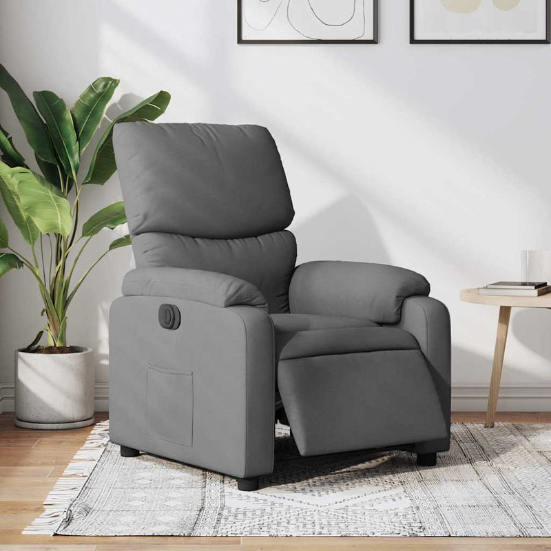 Fotoliu rabatabil electric, gri închis, material textil