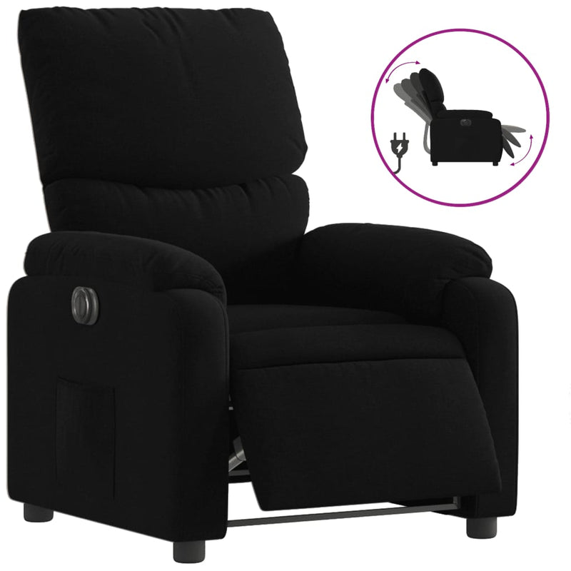 Fotoliu rabatabil electric, negru, material textil
