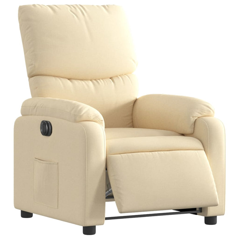 Fotoliu rabatabil electric, crem, material textil