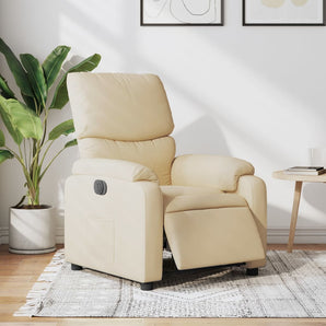 Fotoliu rabatabil electric, crem, material textil