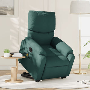 Fotoliu electric masaj rabatabil / ridicare verde închis textil