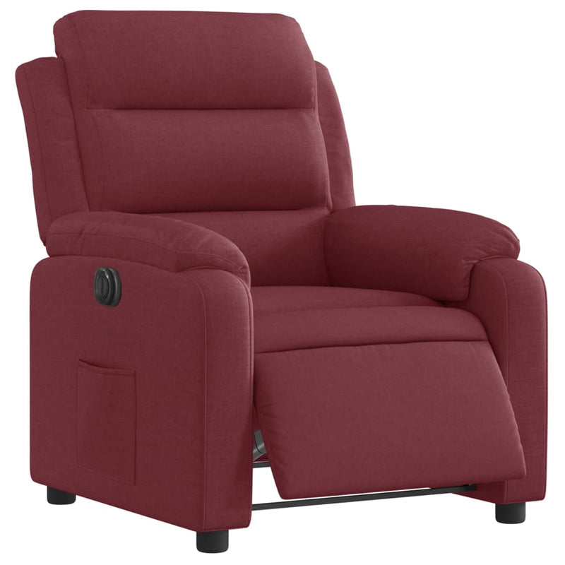 Fotoliu rabatabil electric, roșu vin, material textil