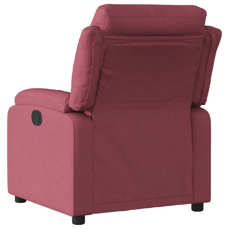 Fotoliu rabatabil electric, roșu vin, material textil