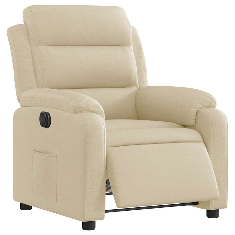 Fotoliu rabatabil electric, crem, material textil